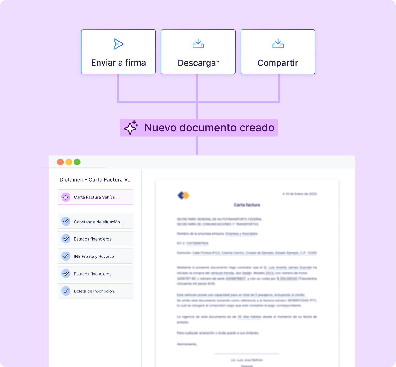 Pantalla de Legali para creación de documentos listos para firma electrónica